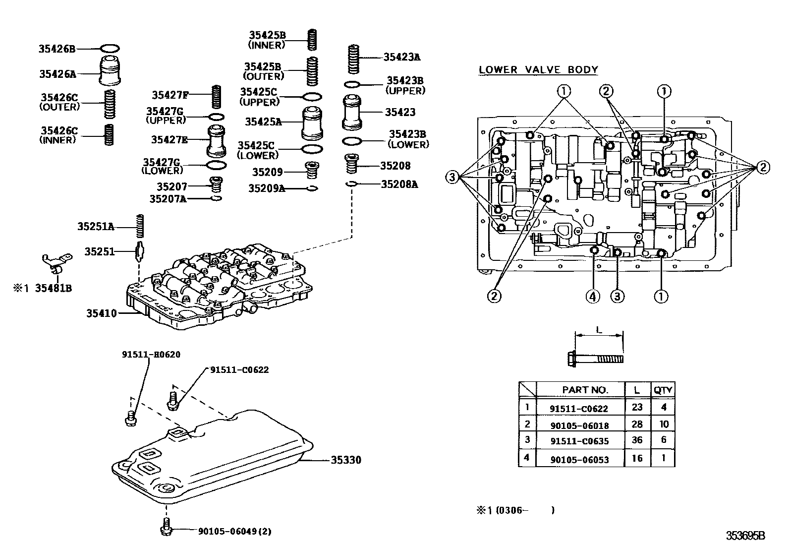 Toyota HILUX 阀体和滤油网(ATM) EPC diagram — 353695B
