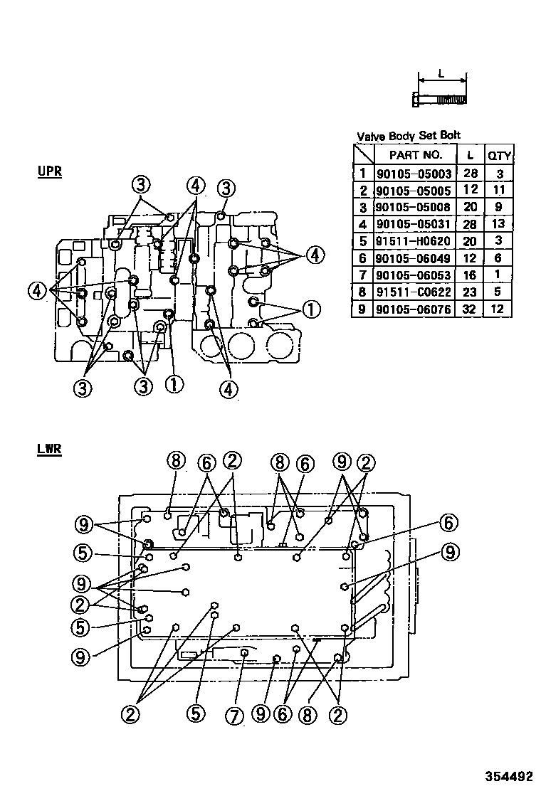 Toyota HILUX 阀体和滤油网(ATM) EPC diagram — 354492