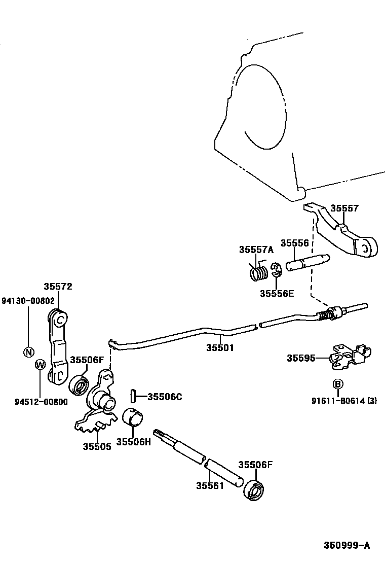 Toyota HILUX 节气阀连杆和阀杆(ATM) EPC diagram — 350999A