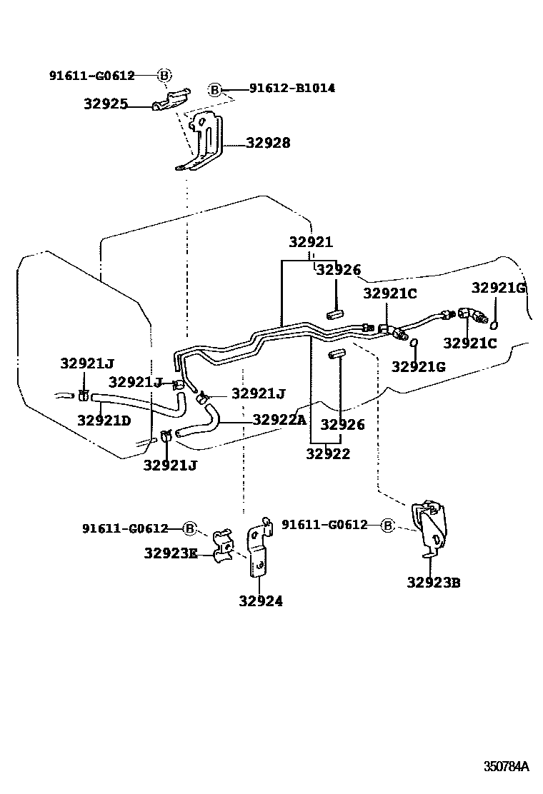 Toyota HILUX 变速器油冷却器和配管(ATM) EPC diagram — 350784A