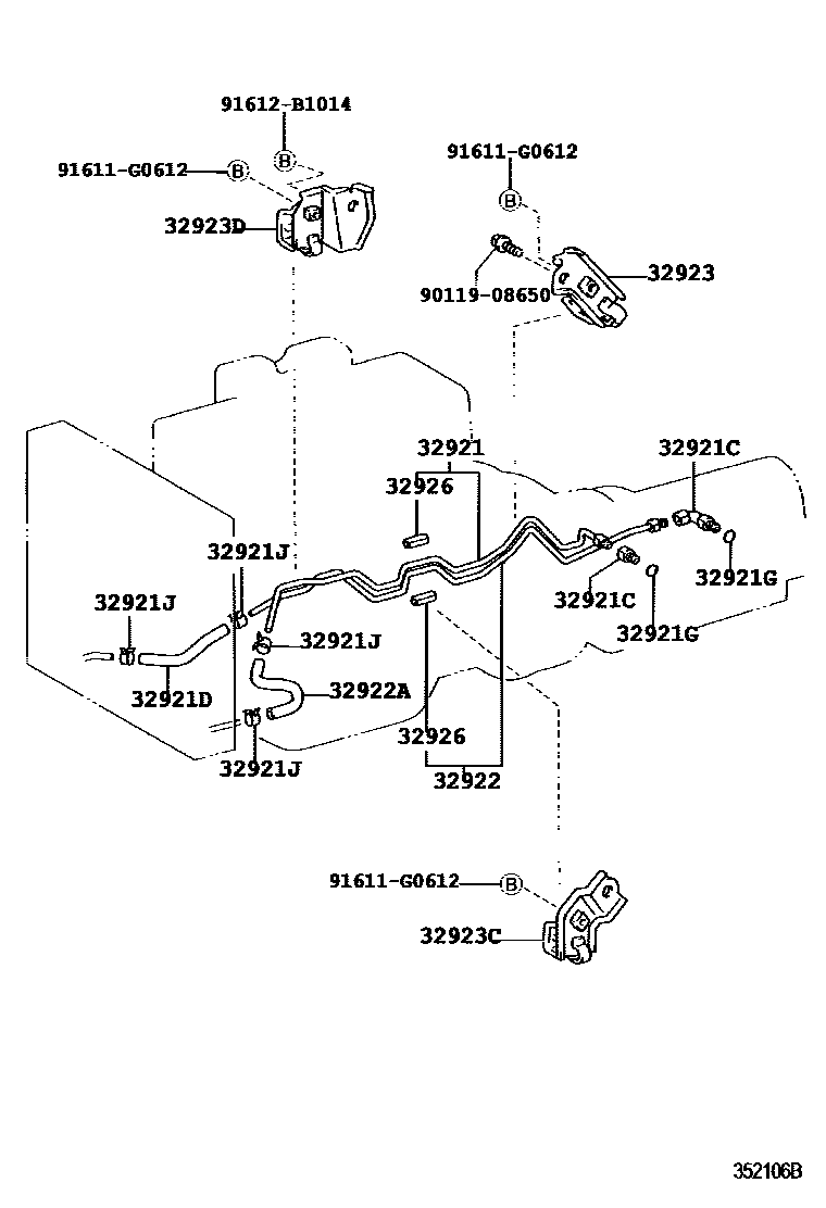 Toyota HILUX 变速器油冷却器和配管(ATM) EPC diagram — 352106B