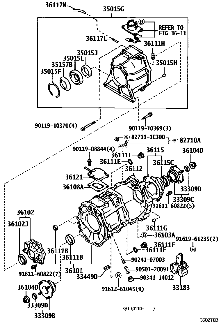 Toyota HILUX Transfer Case & Extension Housing EPC diagram — 360276B