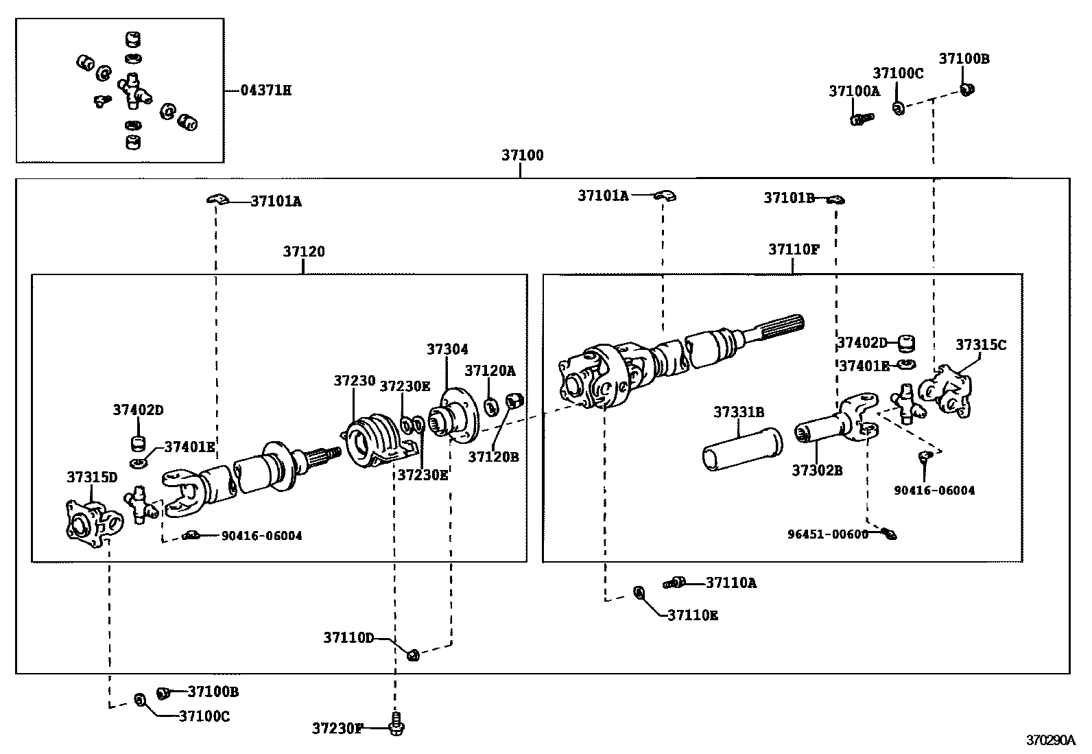 Toyota HILUX Propeller Shaft & Universal Joint EPC diagram — 370290A