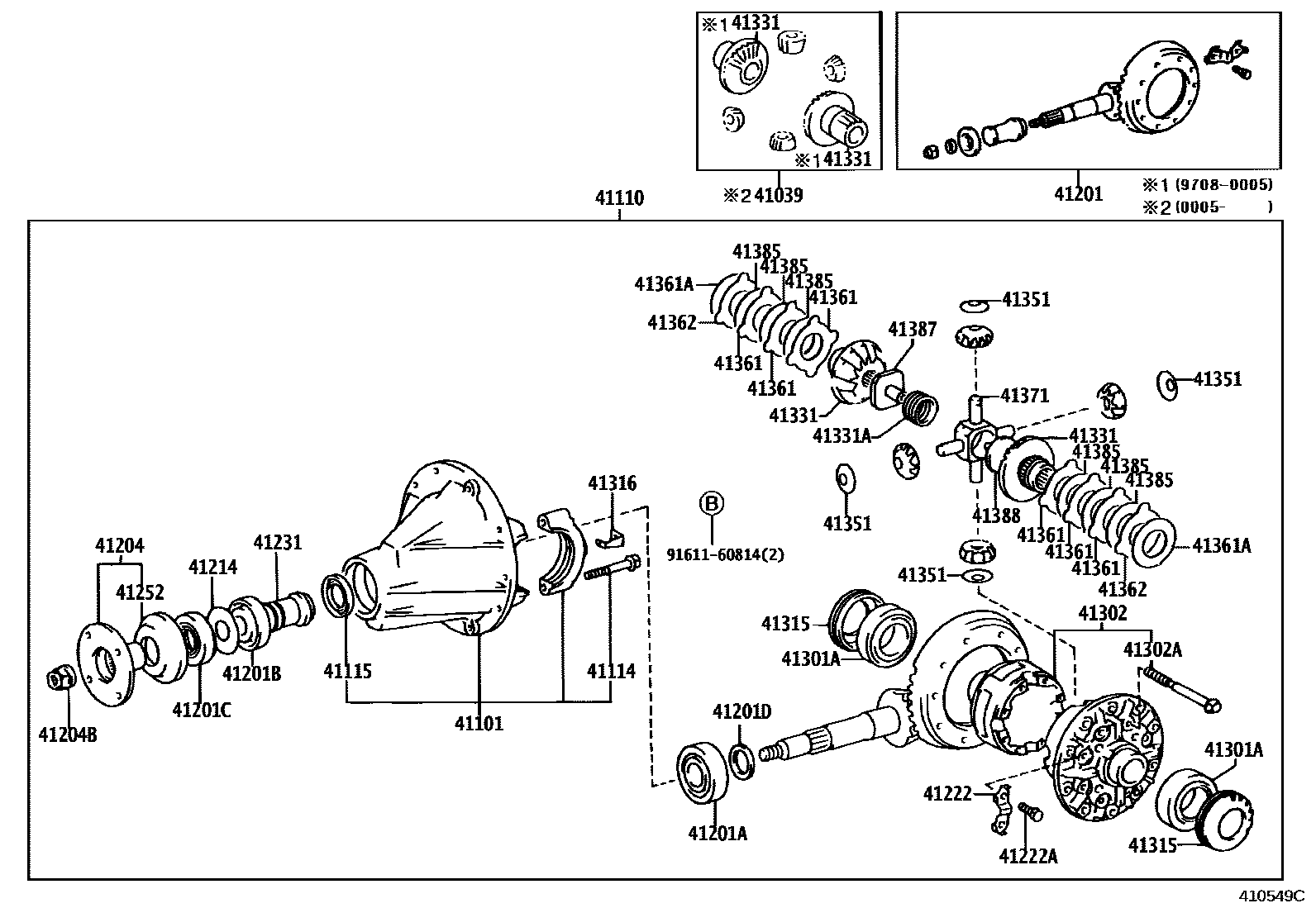 Toyota HILUX 后桥壳和差速器 EPC diagram — 410549C