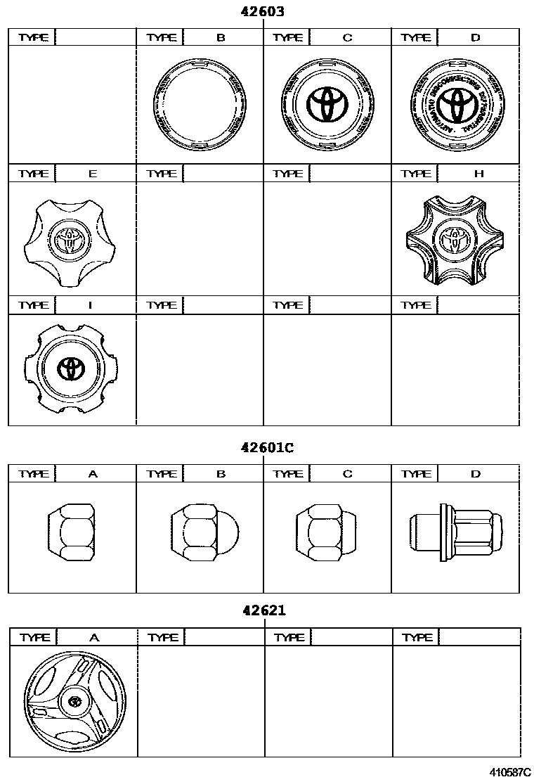 Toyota HILUX 车轮和车轮盖 EPC diagram — 410587C