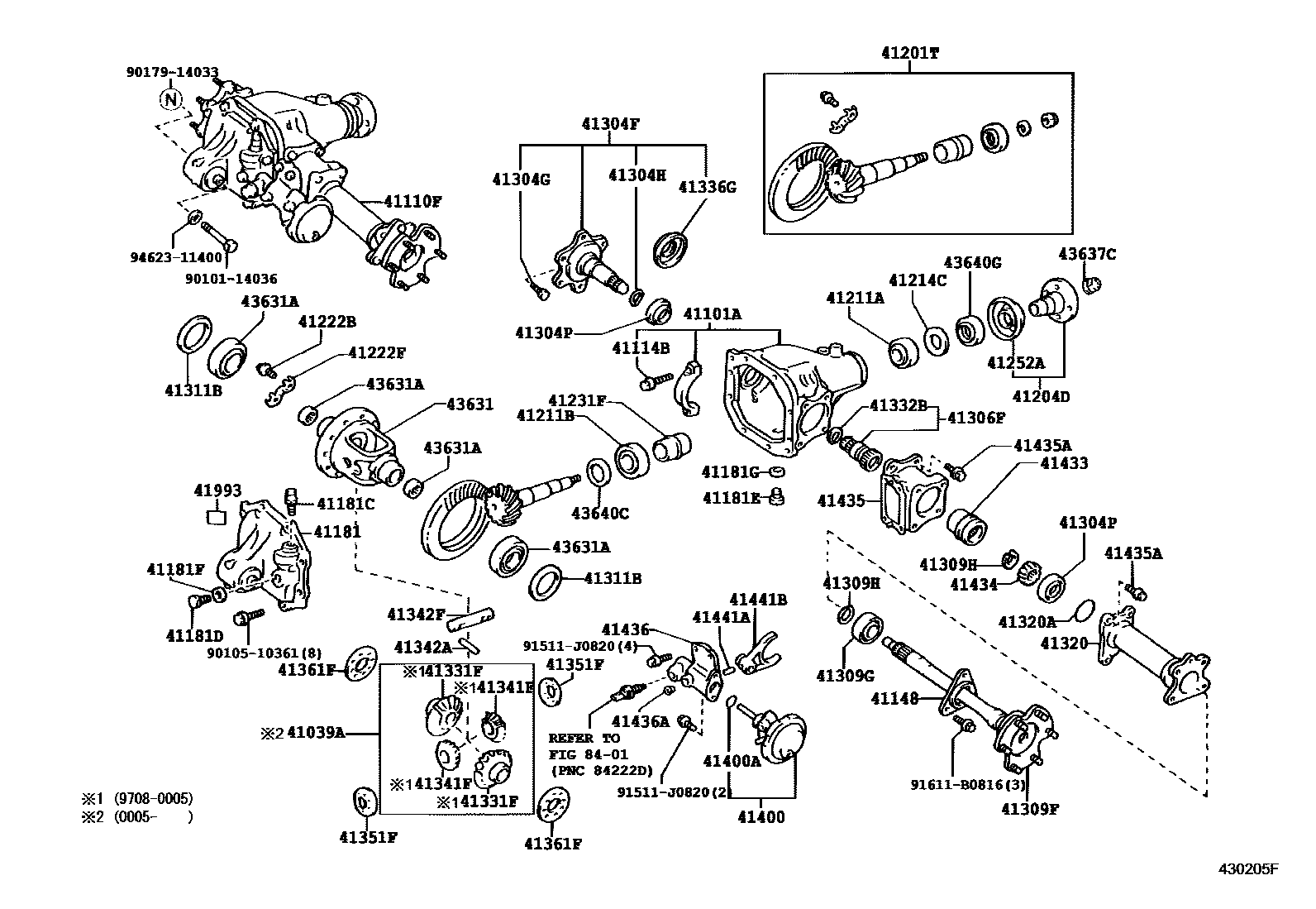 Toyota HILUX 前桥壳和差速器 EPC diagram — 430205F