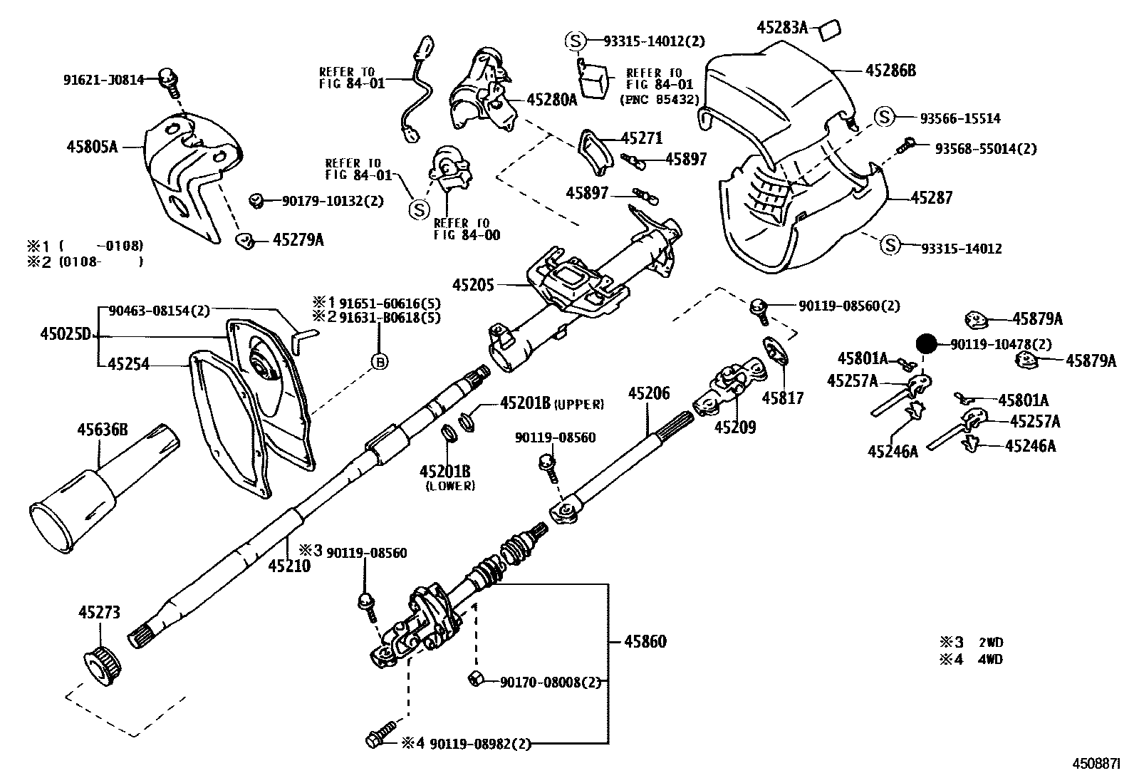 Toyota HILUX Steering Column & Shaft EPC diagram — 450887I