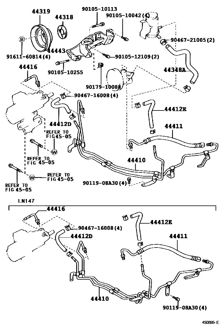 Toyota HILUX 动力转向配管 EPC diagram — 450895E
