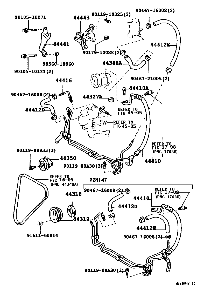 Toyota HILUX 动力转向配管 EPC diagram — 450897C