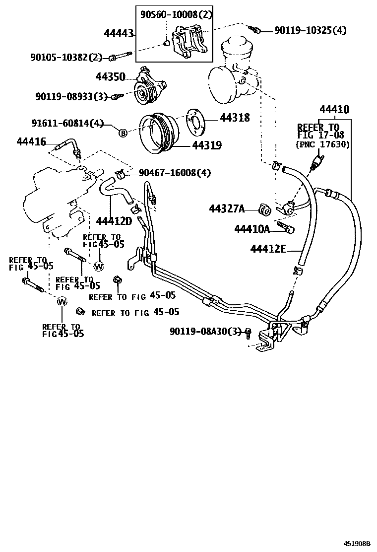 Toyota HILUX 动力转向配管 EPC diagram — 451908B