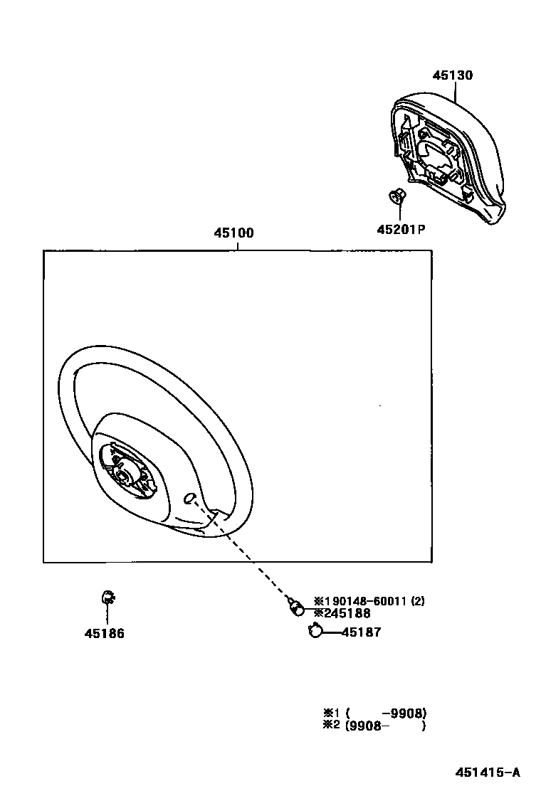Toyota HILUX Steering Wheel EPC diagram — 451415A