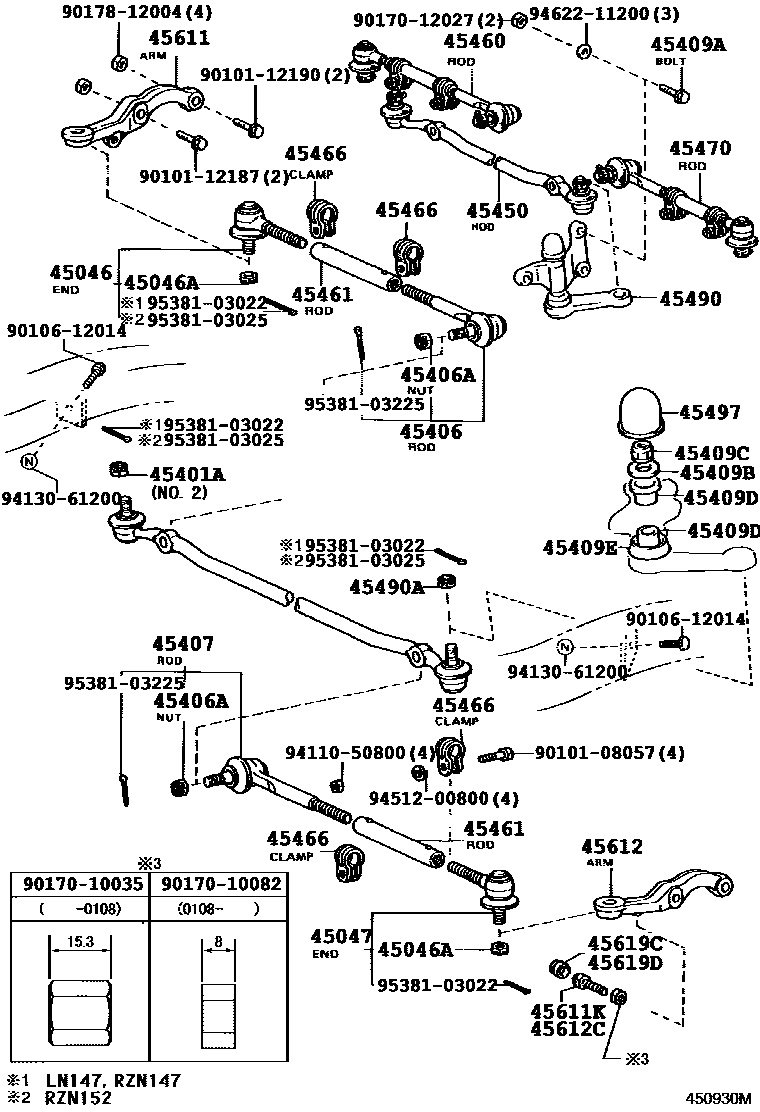 Toyota HILUX 前转向齿轮和连杆 EPC diagram — 450930M