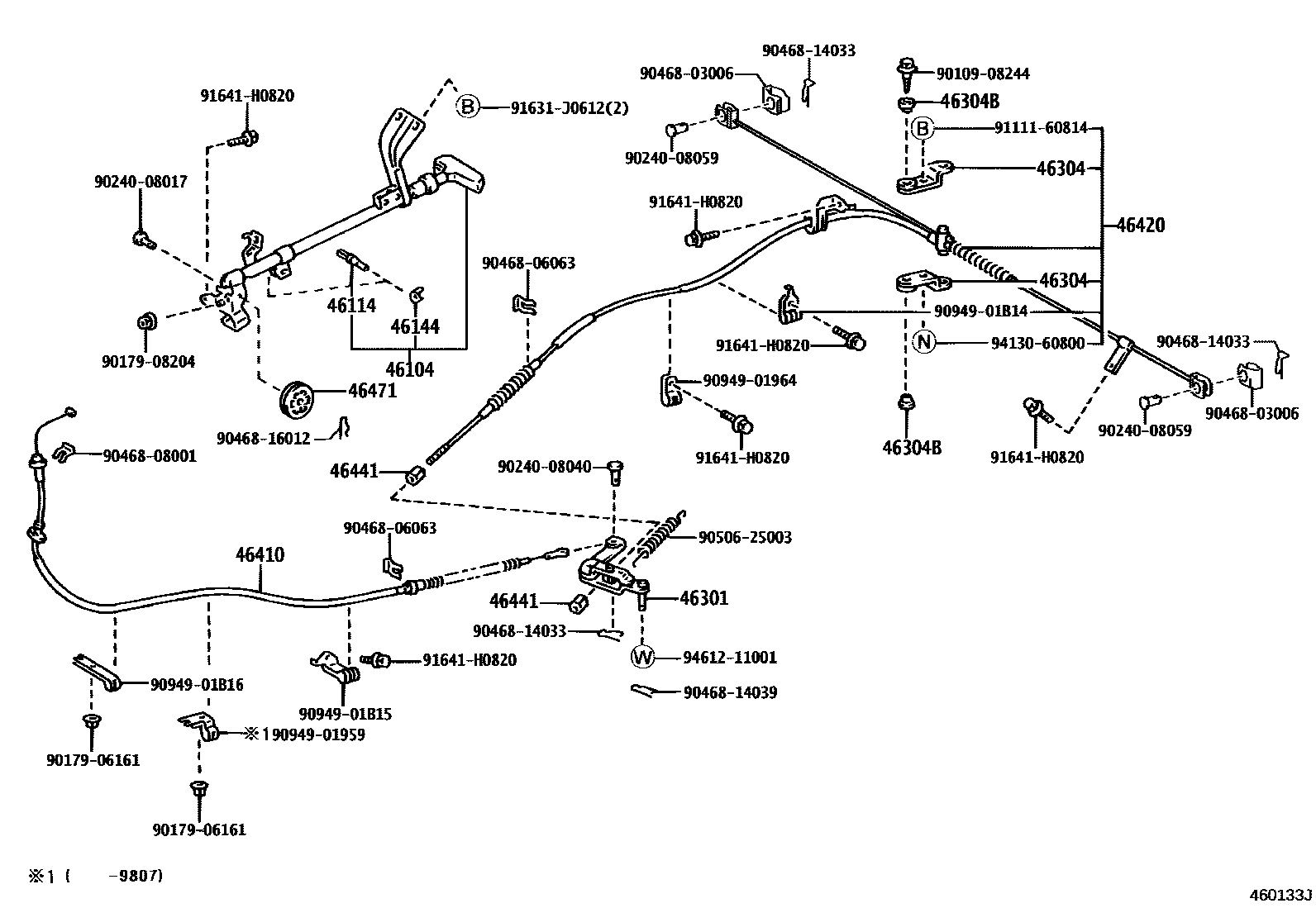 Toyota HILUX Parking Brake & Cable EPC diagram — 460133J