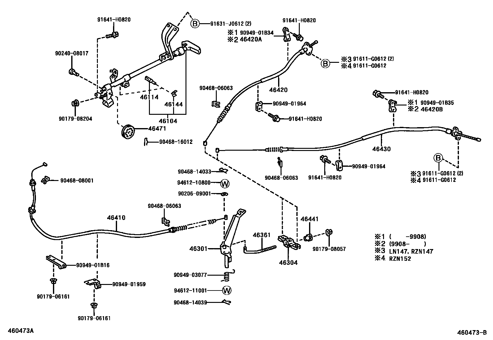 Toyota HILUX Parking Brake & Cable EPC diagram — 460473B