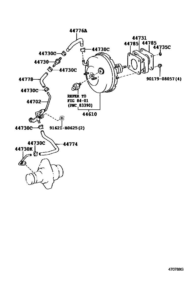 Toyota HILUX 制动助力器和真空管 EPC diagram — 470788G