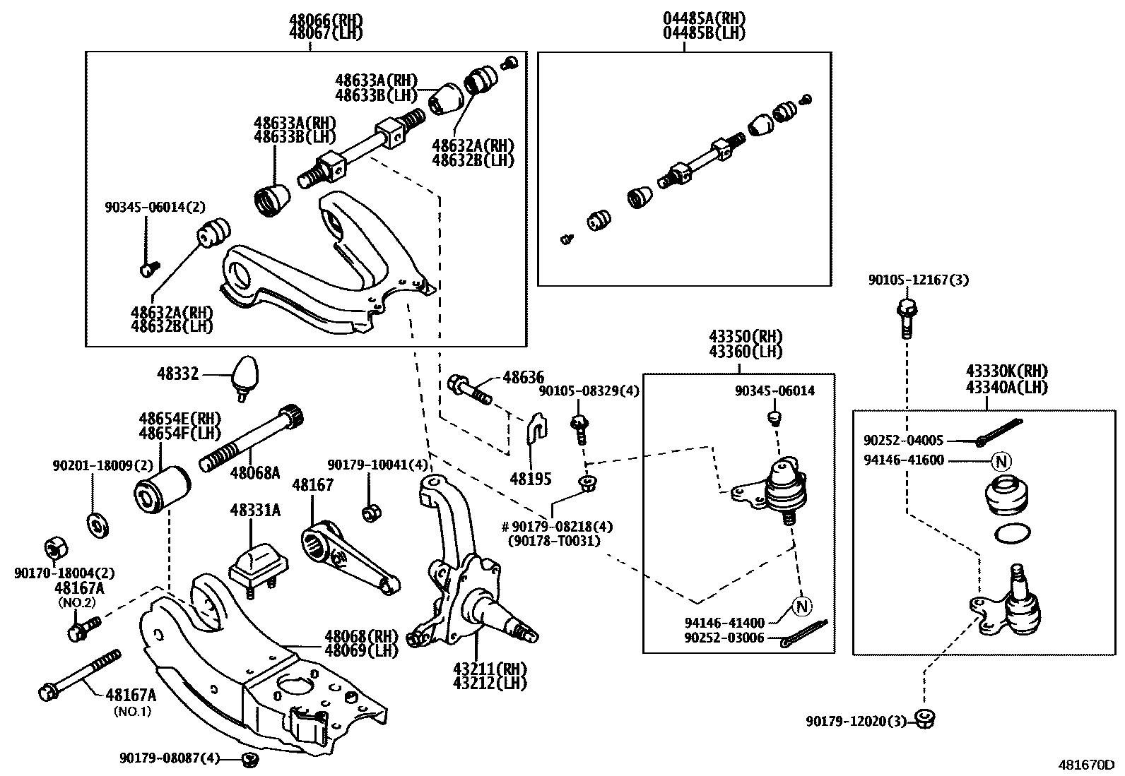 Toyota HILUX 前桥控制臂和转向节 EPC diagram — 481670D