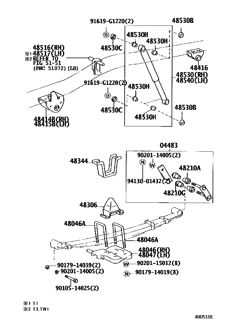 Toyota HILUX Rear Spring & Shock Absorber EPC diagram — 480510E