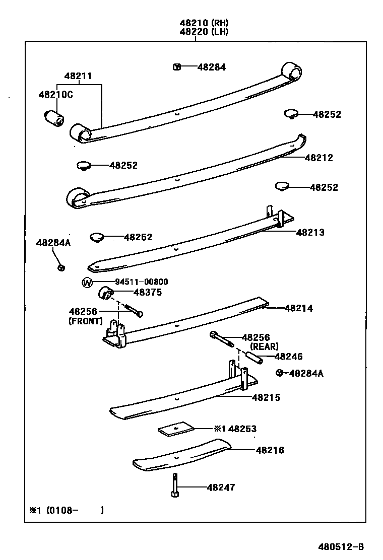 Toyota HILUX Rear Spring & Shock Absorber EPC diagram — 480512B