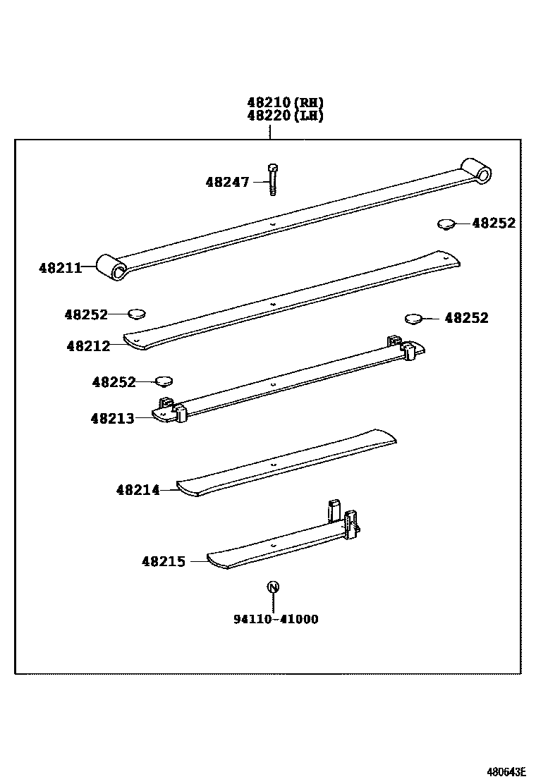 Toyota HILUX Rear Spring & Shock Absorber EPC diagram — 480643E