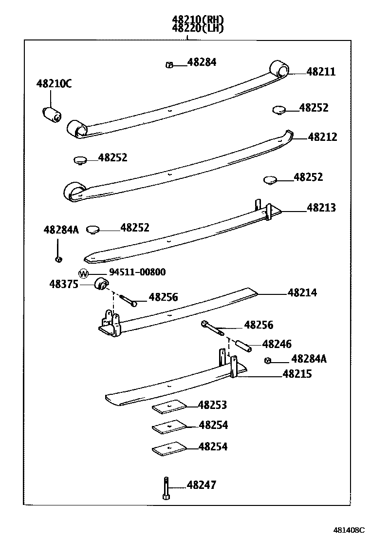 Toyota HILUX Rear Spring & Shock Absorber EPC diagram — 481408C