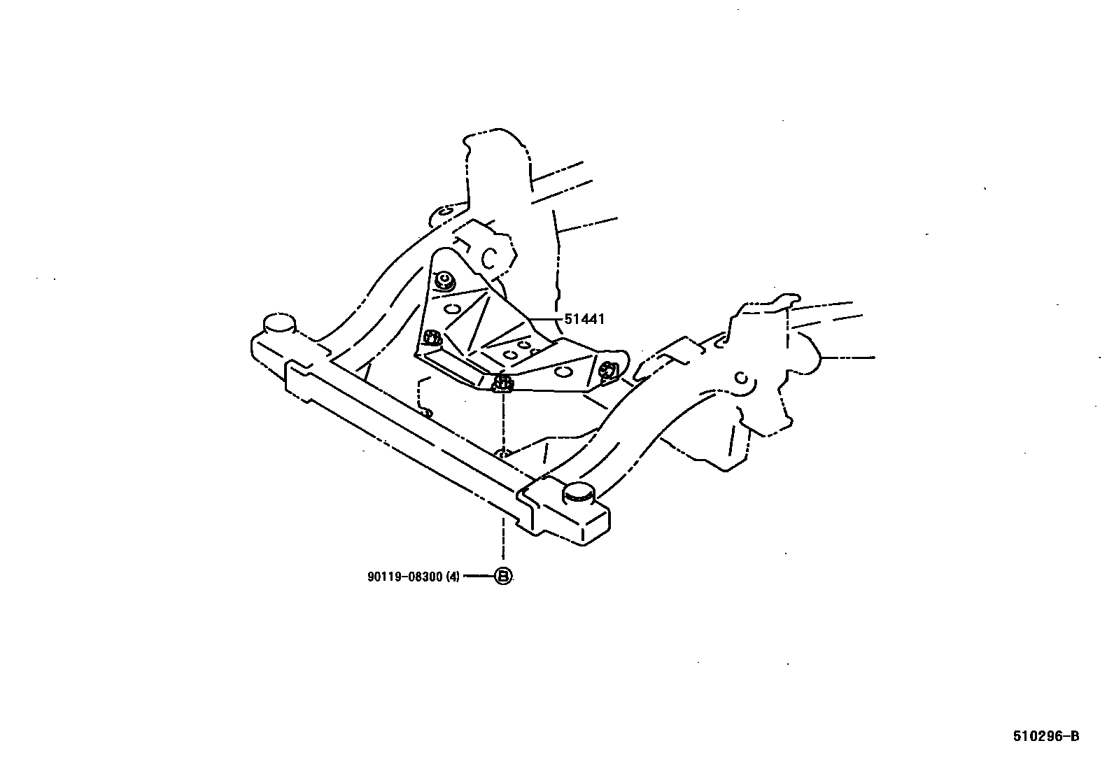 Toyota HILUX 悬架横梁和发动机底罩 EPC diagram — 510296B