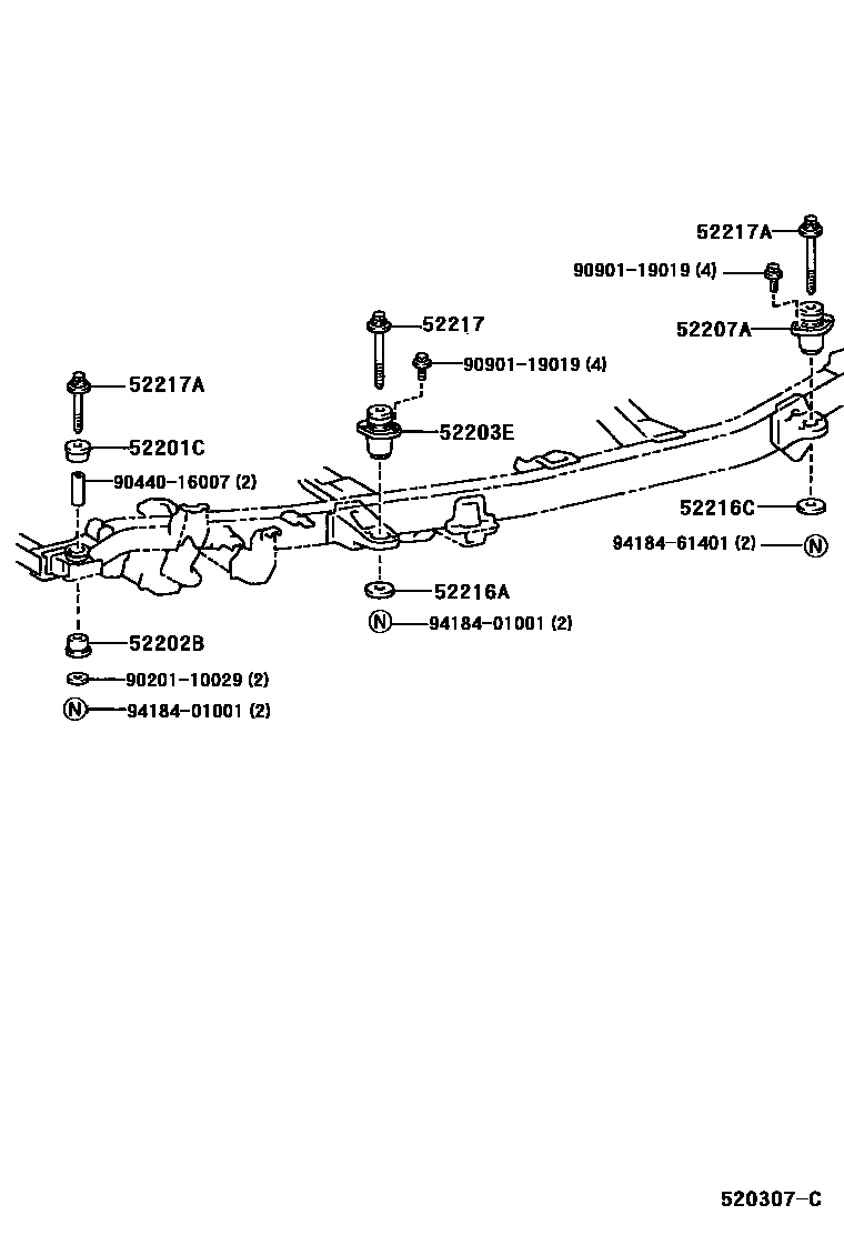 Toyota HILUX 驾驶室悬置和车身悬置 EPC diagram — 520307C