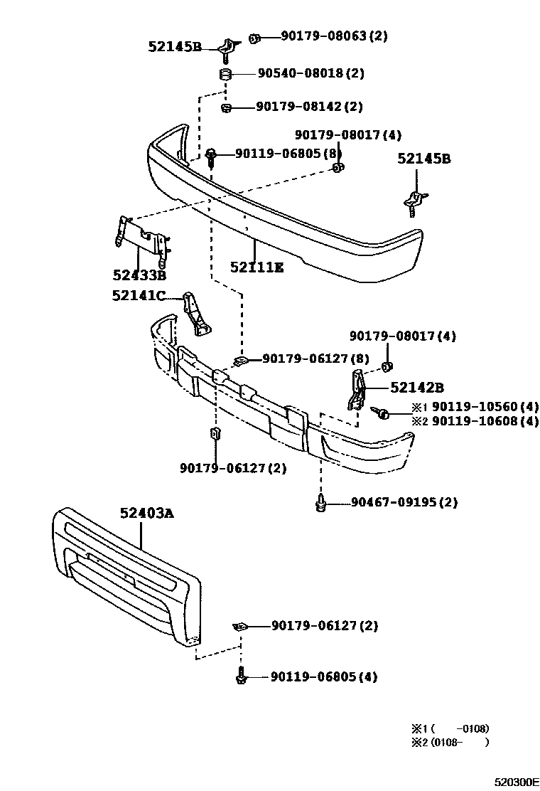 Toyota HILUX 前保险杠及附件 EPC diagram — 520300E