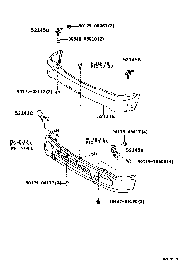 Toyota HILUX 前保险杠及附件 EPC diagram — 520769B