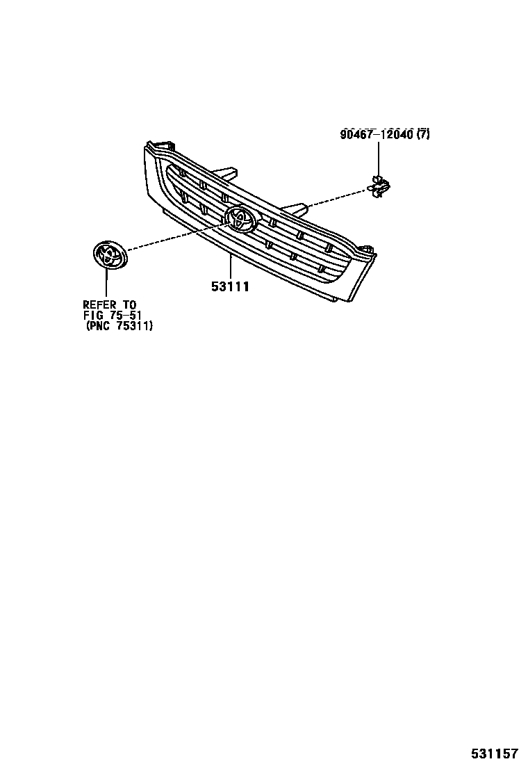 Toyota HILUX radiator grille EPC diagram — 531157