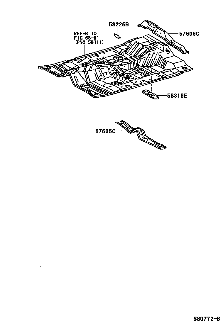 Toyota HILUX 后地板和后地板梁 EPC diagram — 580772B