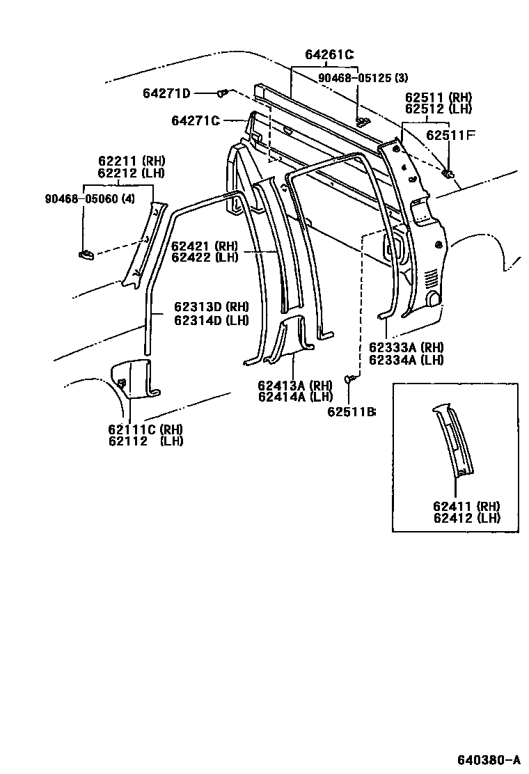 Toyota HILUX 车内装饰板 EPC diagram — 640380A