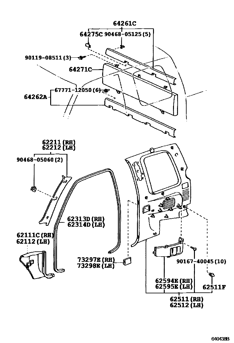 Toyota HILUX 车内装饰板 EPC diagram — 640438B