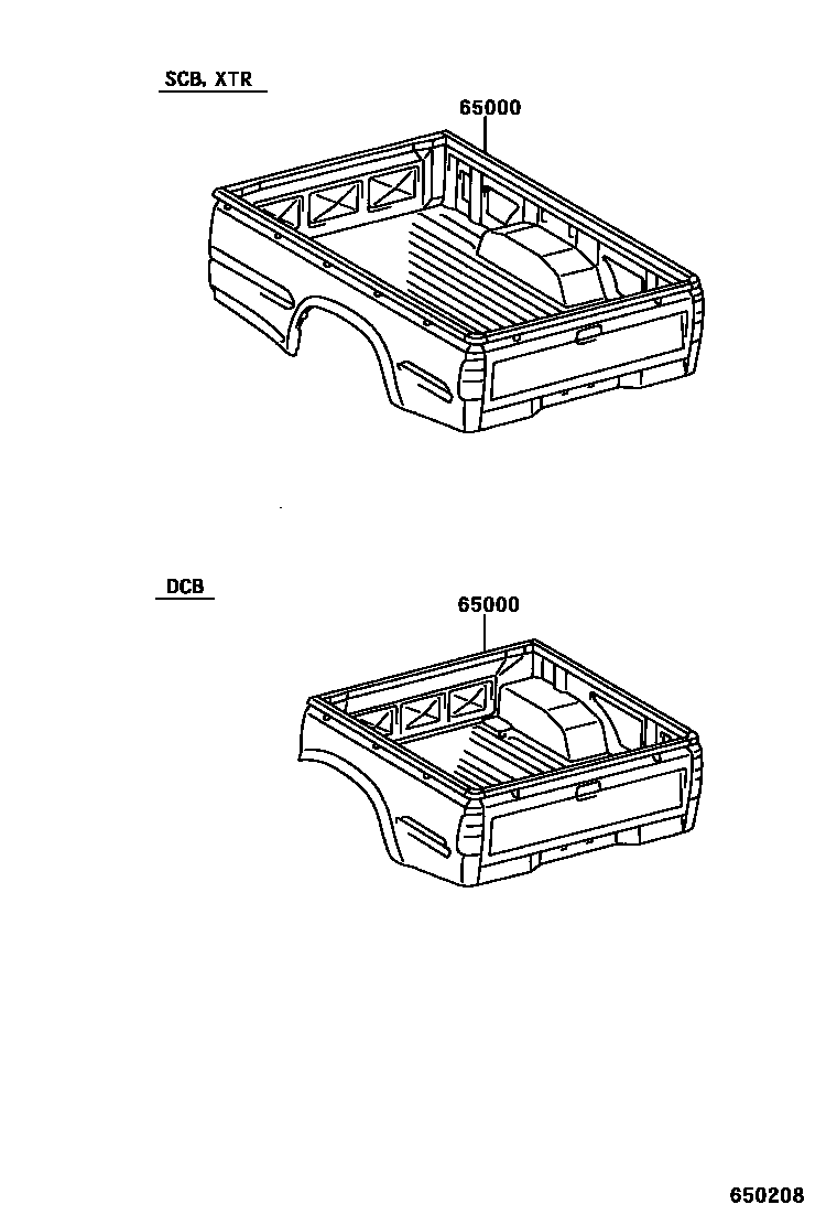 Toyota HILUX rear body assembly EPC diagram — 650208