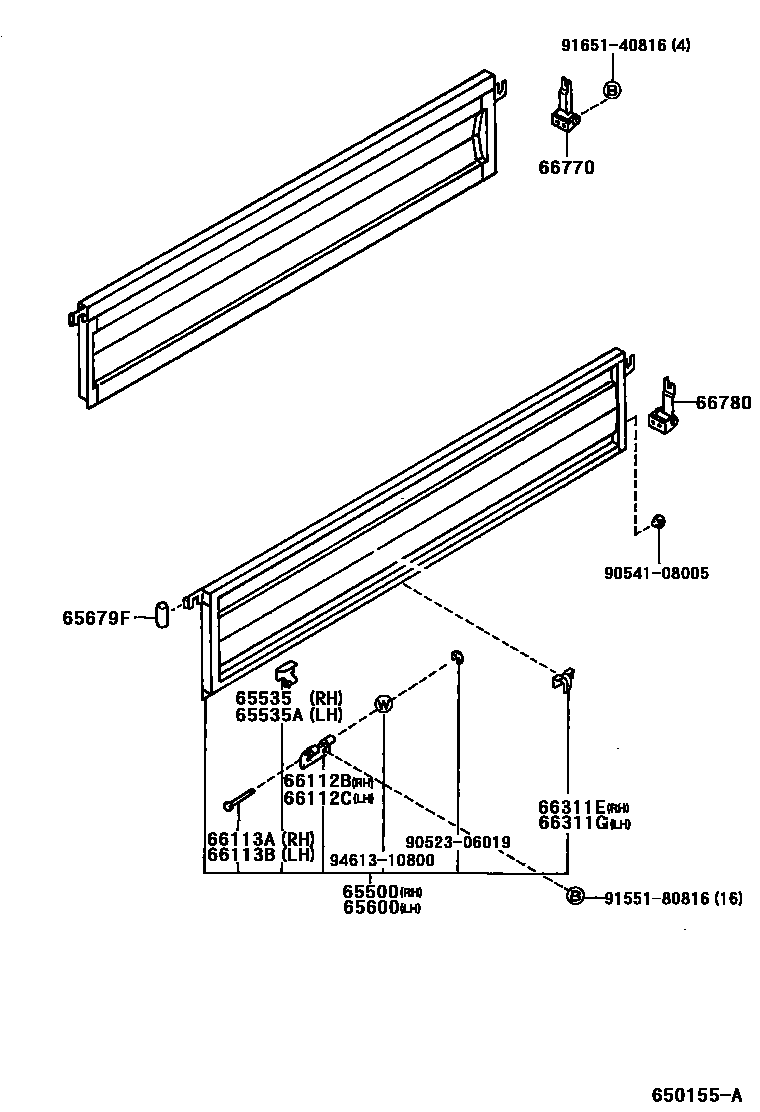 Toyota HILUX 后车身侧面板 EPC diagram — 650155A
