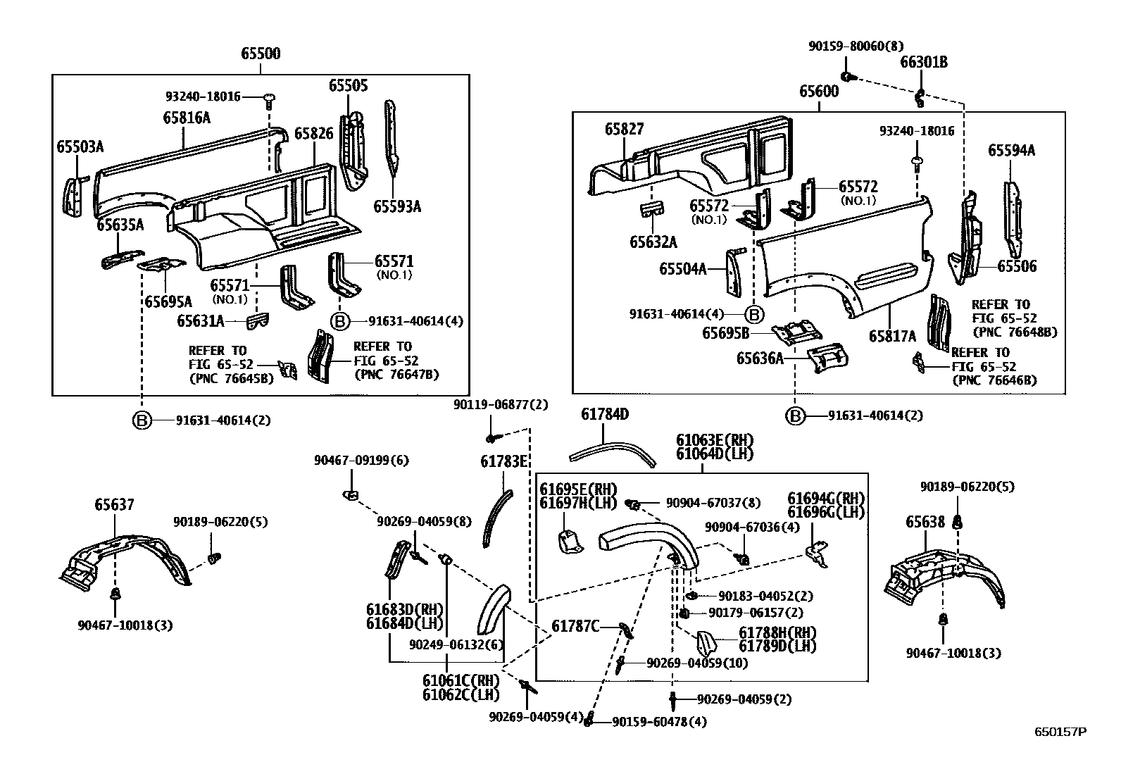 Toyota HILUX 后车身侧面板 EPC diagram — 650157P