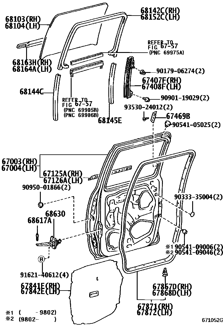 Toyota HILUX 后门板和后门玻璃 EPC diagram — 671052G
