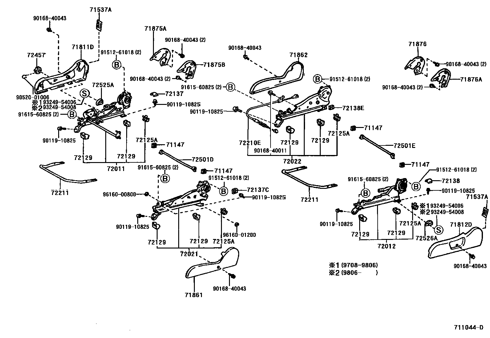 Toyota HILUX 座椅和座椅滑轨 EPC diagram — 711044D