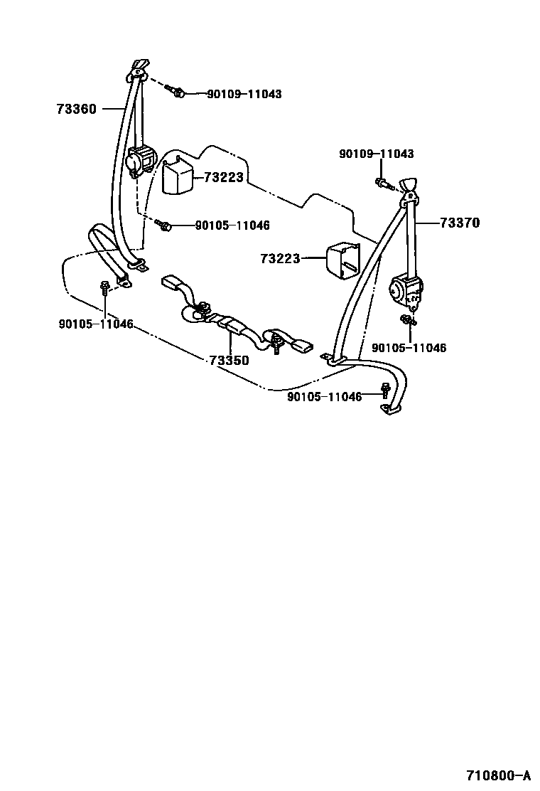 Toyota HILUX seat belt EPC diagram — 710800A