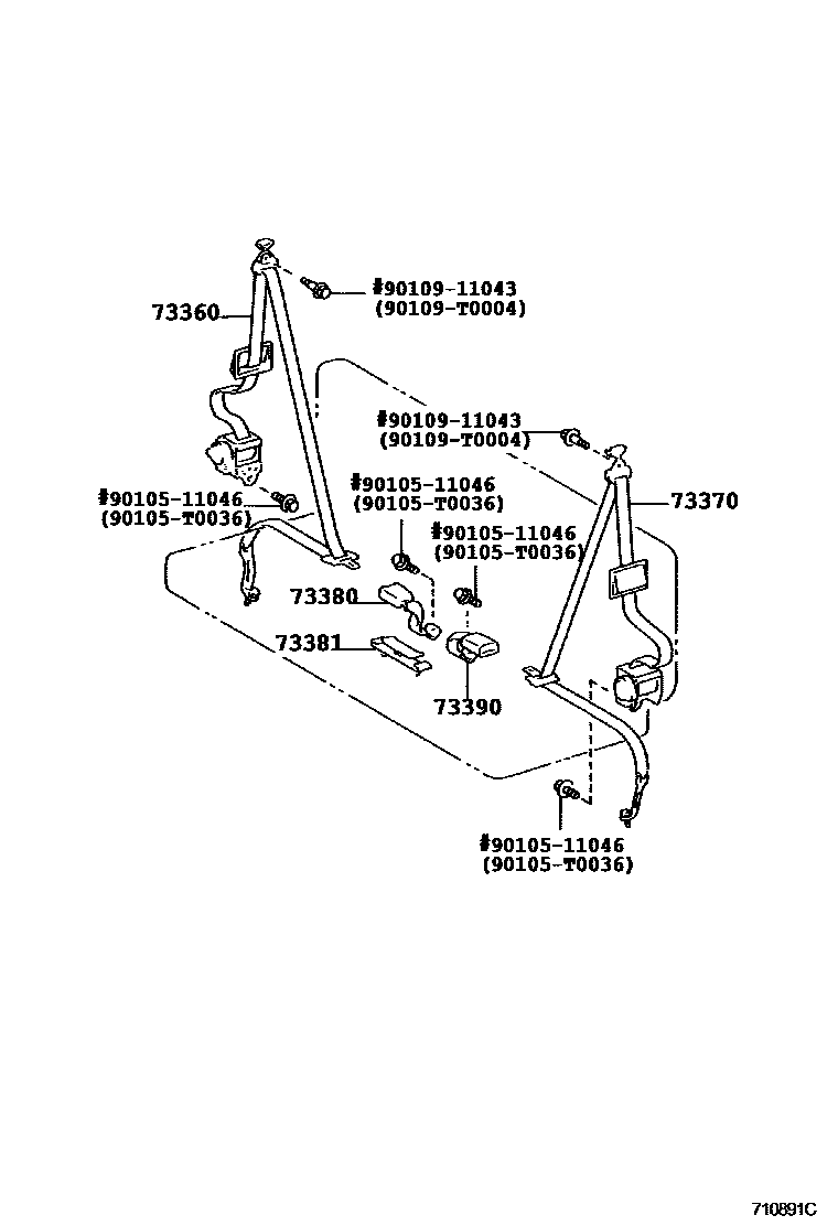 Toyota HILUX seat belt EPC diagram — 710891C