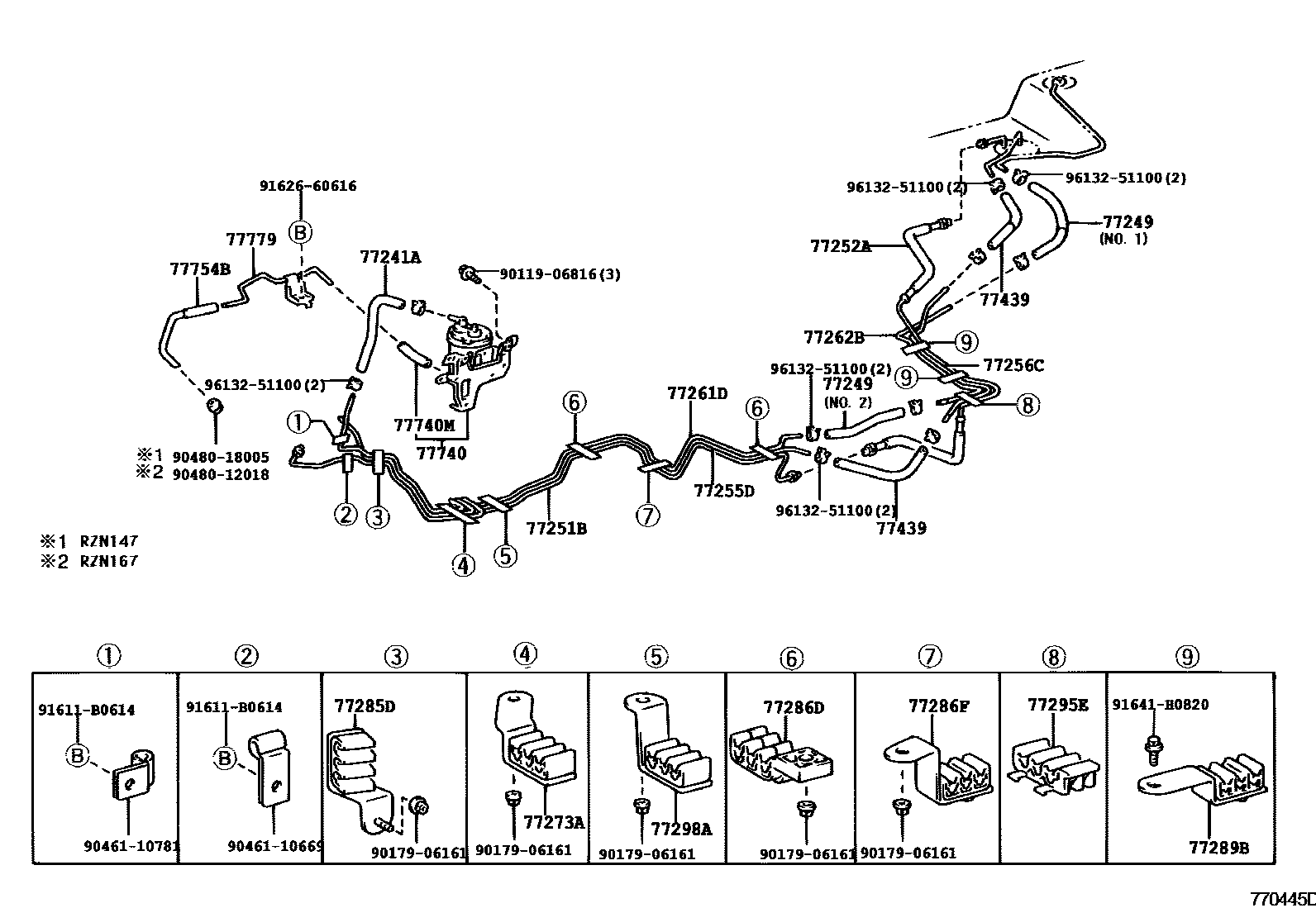 Toyota HILUX 燃油箱和燃油管 EPC diagram — 770445D