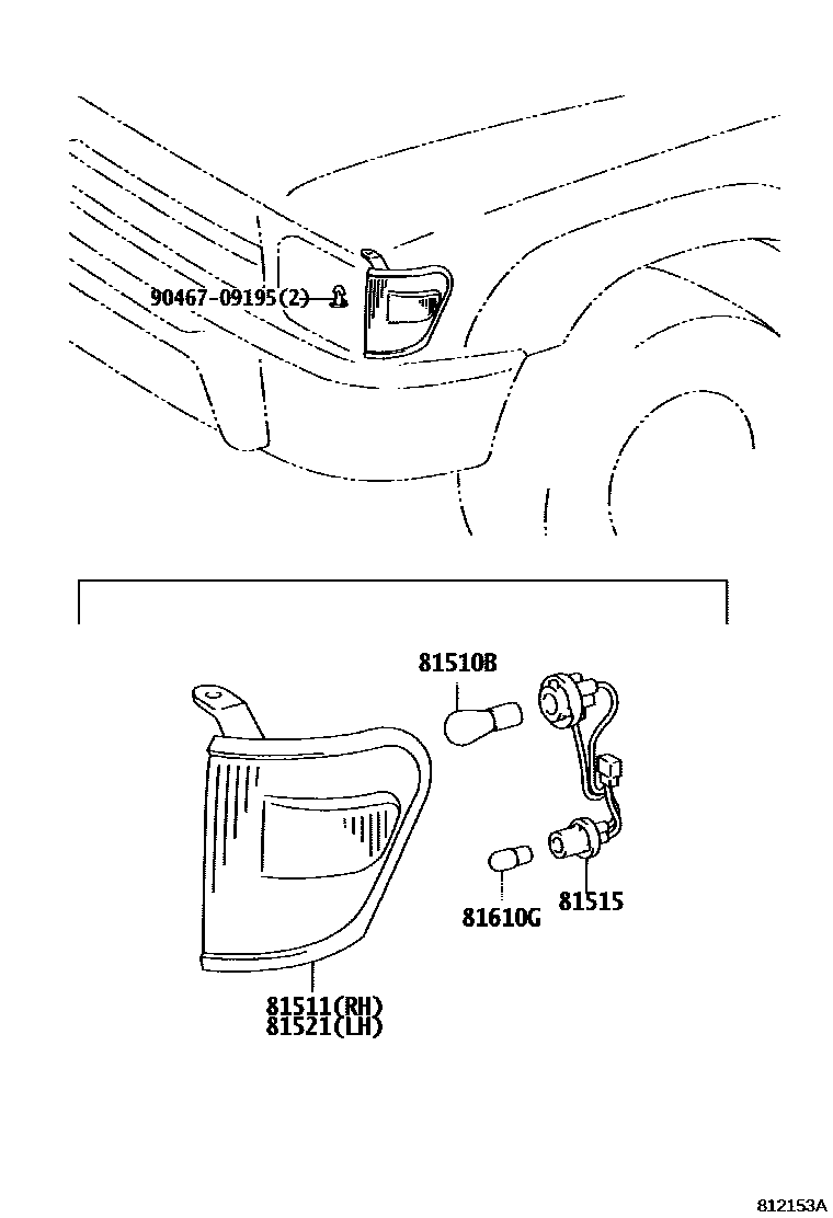 Toyota HILUX 前转向灯 EPC diagram — 812153A