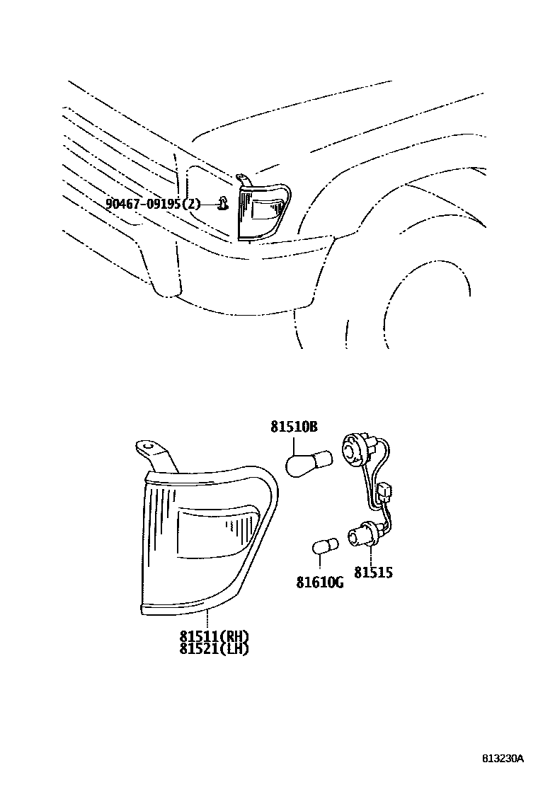 Toyota HILUX 前转向灯 EPC diagram — 813230A