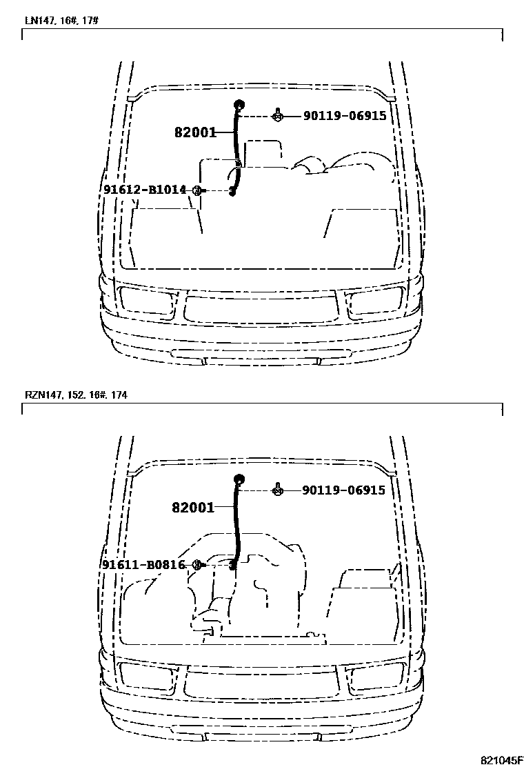 Toyota HILUX 线束和卡夹 EPC diagram — 821045F