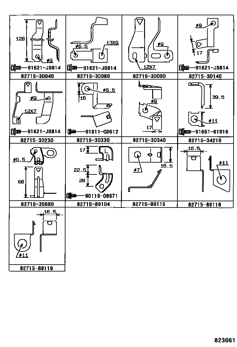 Toyota HILUX 线束和卡夹 EPC diagram — 823061