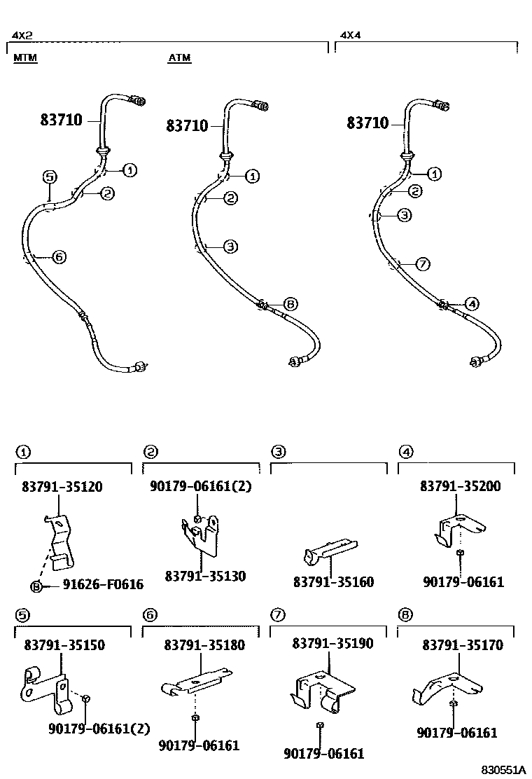 Toyota HILUX 仪表 EPC diagram — 830551A