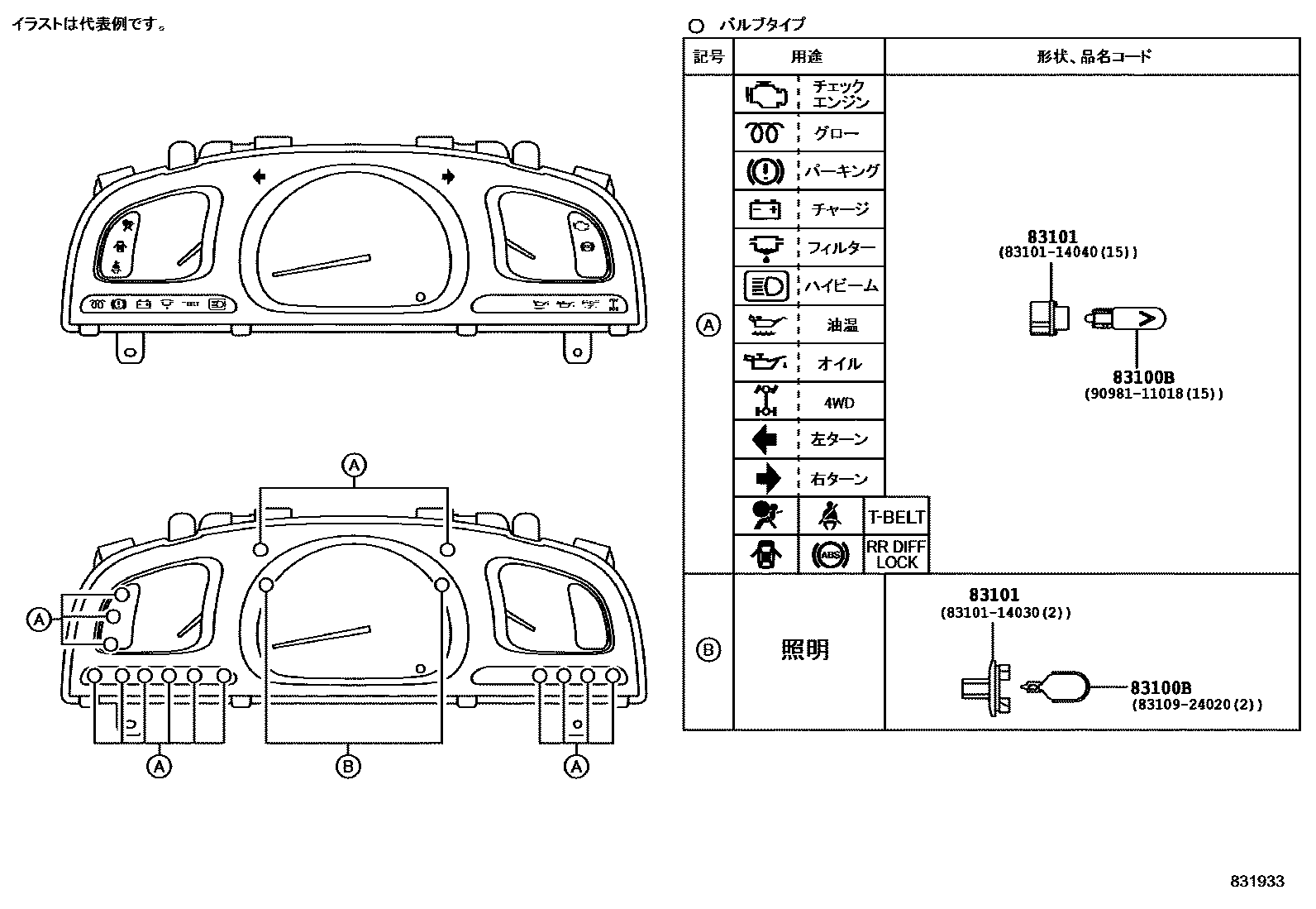 Toyota HILUX 仪表 EPC diagram — 831933