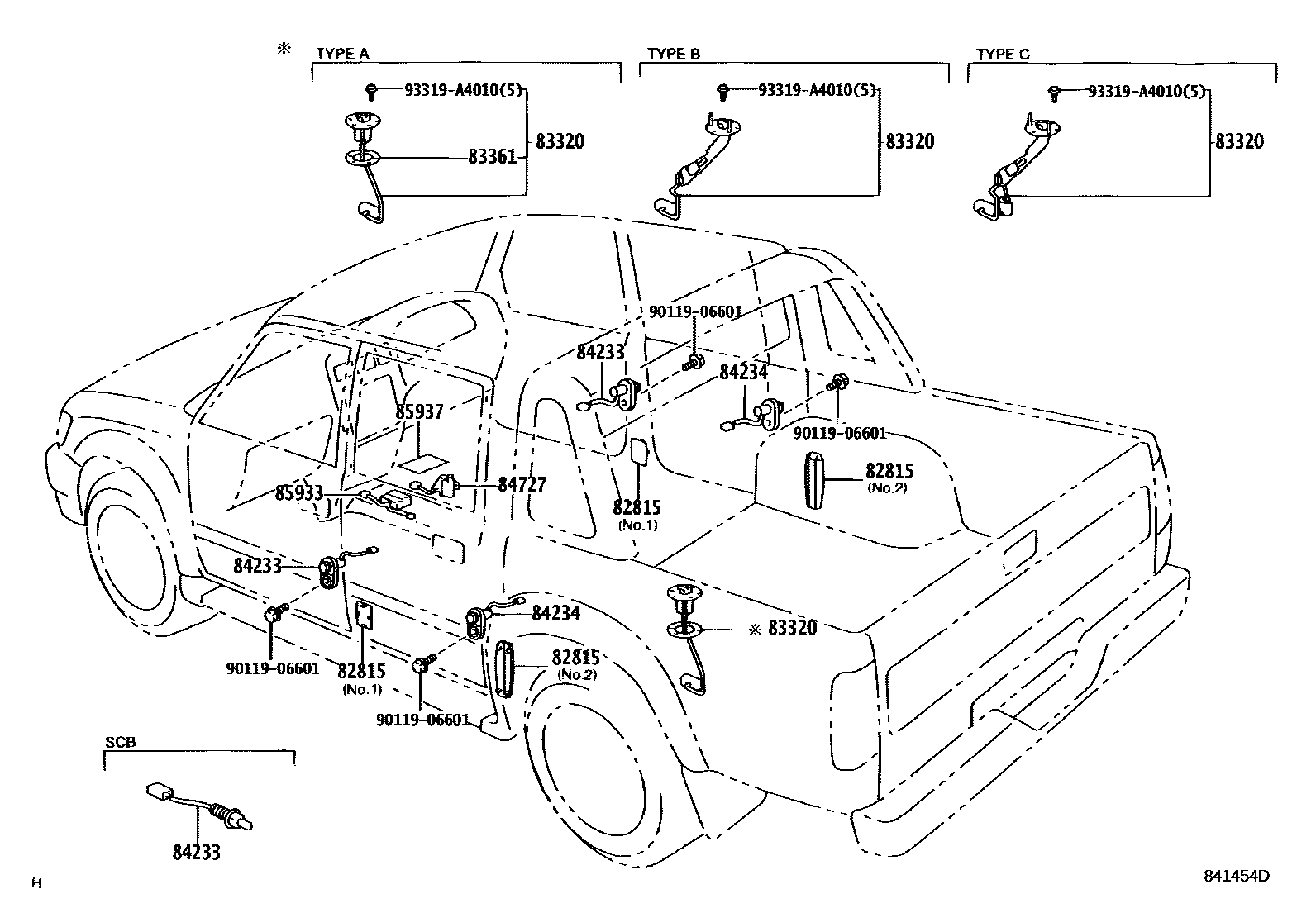 Toyota HILUX 开关和继电器和ECU EPC diagram — 841454D
