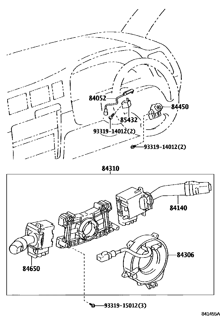 Toyota HILUX 开关和继电器和ECU EPC diagram — 841455A