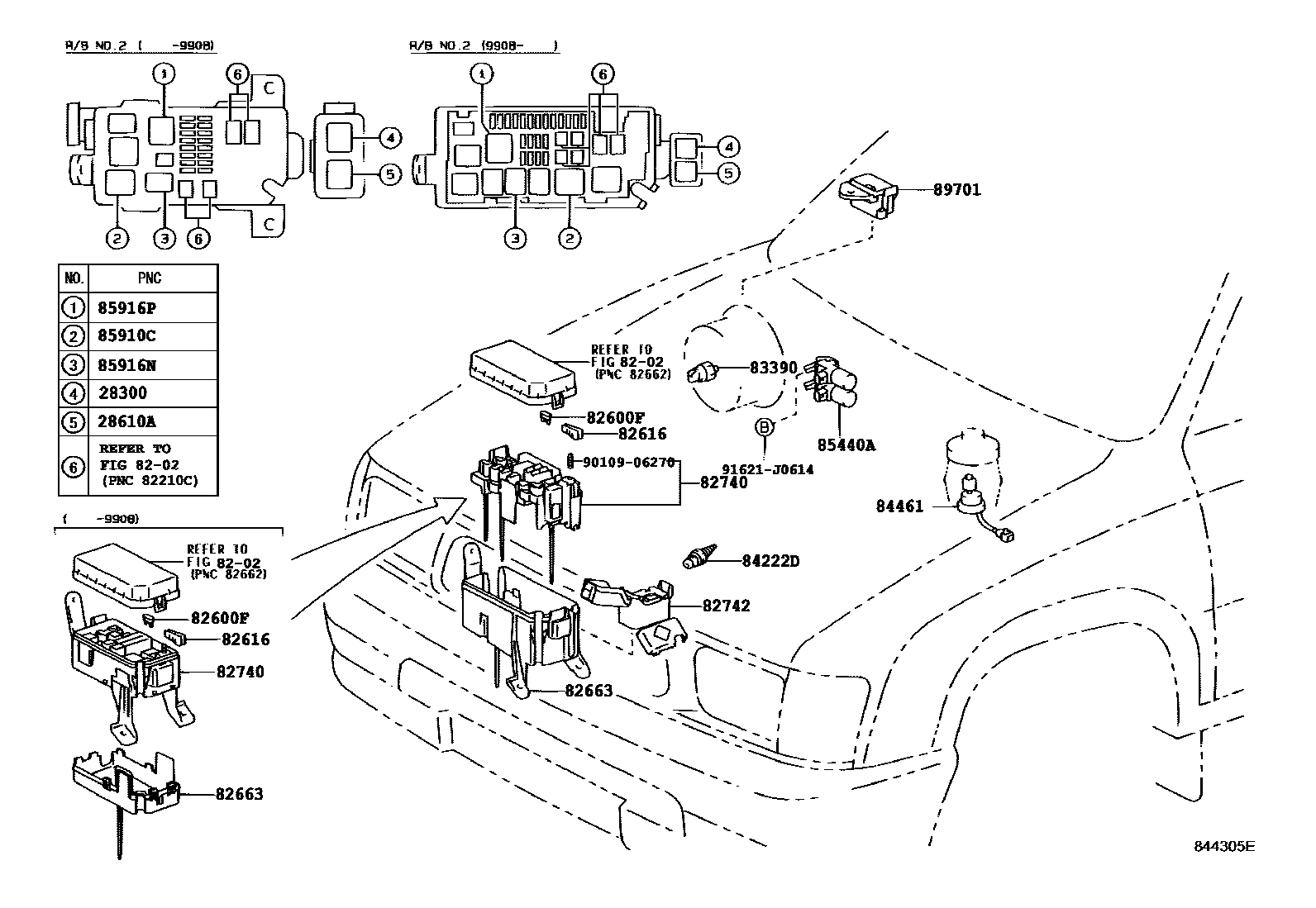 Toyota HILUX 开关和继电器和ECU EPC diagram — 844305E