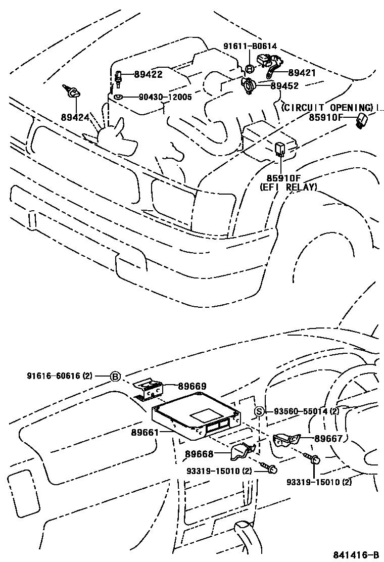 Toyota HILUX 电子燃油喷射系统 EPC diagram — 841416B